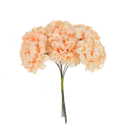 Мини хортензия на тел 6х4 бр. / 5см / ZOR032 ванилия