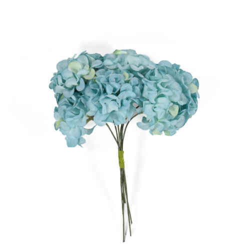 Мини хортензия на тел 6х4 бр. / 5см / ZOR028 синя