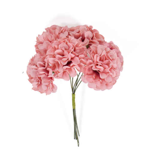 Мини хортензия на тел 6х4 бр. / 5см / ZOR033 розова