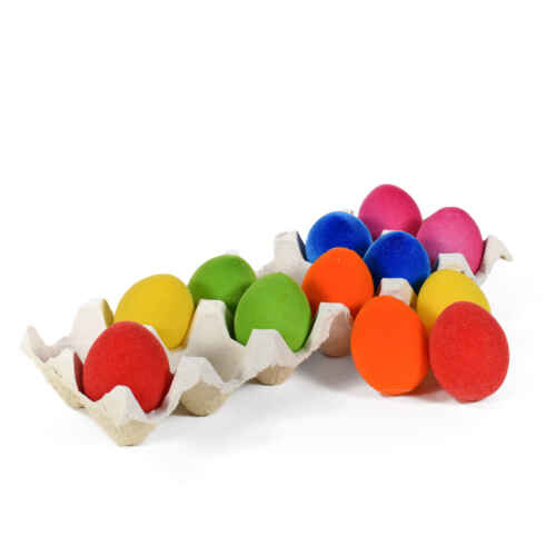 Разноцветни яйца мъхести 12 бр. / 5х6см / SF2475