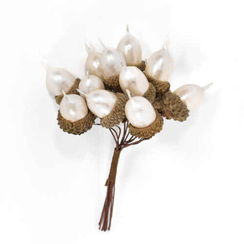 Жълъди на тел перлени 12 бр. - CTH397