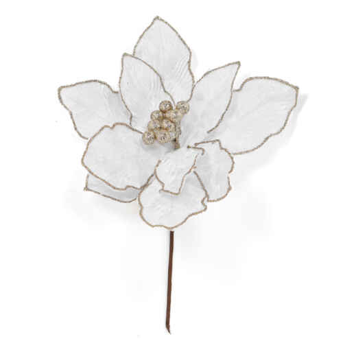 Бяла коледна звезда 35см - BMG174