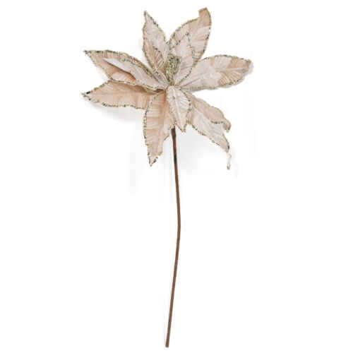 Коледна звезда с брокат кремава 58см - CTH371