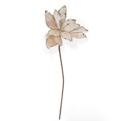 Коледна звезда с брокат кремава 23см - CTH372