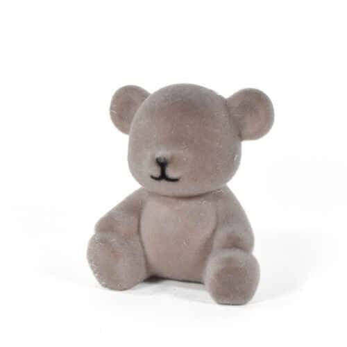 Бежово мече седящо пластмасово с мъх 10см - SF2852