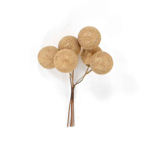 Златисти топчета на тел пакет 10х6 бр. / 3см - TY76-24851