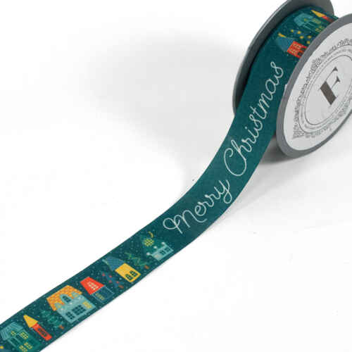 Коледна платнена лента на къщи - 225598 - 3.5см/9.14м