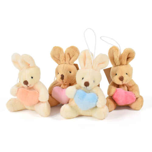 Плюшени зайчета със сърца микс 12 бр. - 8см - JAJ106