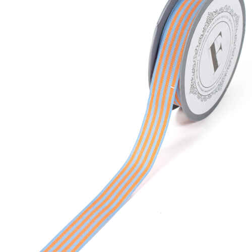 Платнена лента райе 2.2см х 9м / оранжево и синьо / 225610