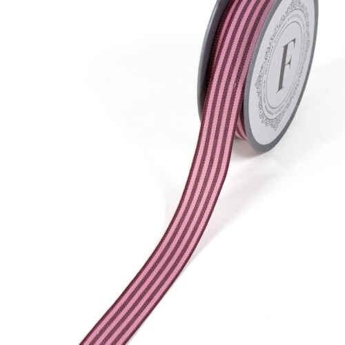 Платнена лента райе 2.2см х 9м / бордо и розово / 225610