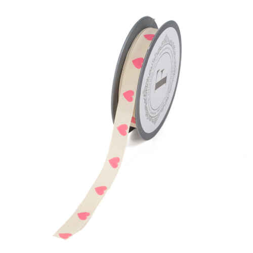 Платн. лента на сърца 1.5см х 10м / крем-розово / 225459